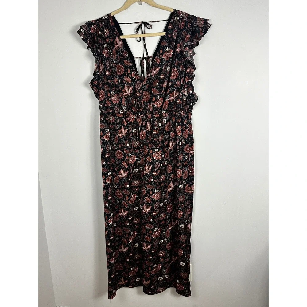 Madewell Dark Floral Wide Leg Jumpsuit Ruffle Womens Size 3X NEW Pampas Blooms - Picture 3 of 16